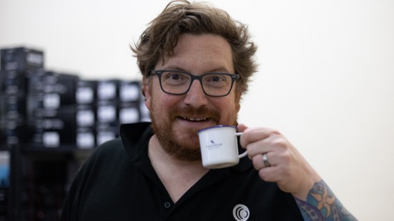 Luke with a small mug